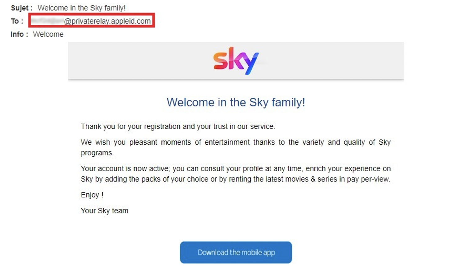 Sky email
